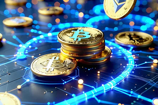 Biểu tượng tiền mã hóa, minh họa nạp tiền qua tiền điện tử tại 79king