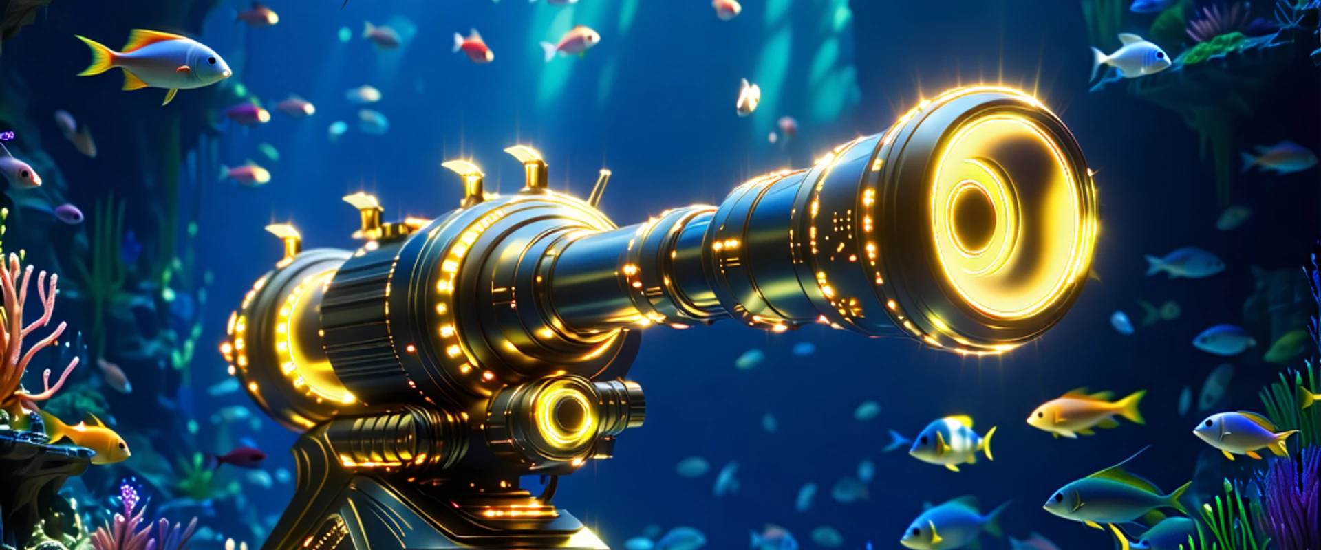 Hình ảnh đại dương rực rỡ với các loài cá và pháo đài bắn cá tại 79king