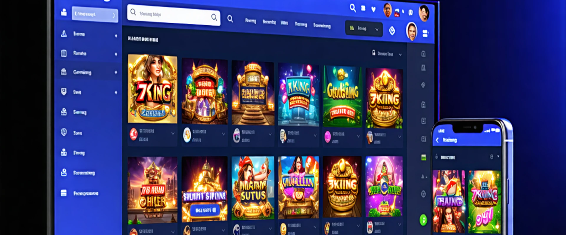 Giao diện hiện đại của 79king, thể hiện sự đổi mới trong giải trí trực tuyến với ánh sáng vàng và xanh đậm