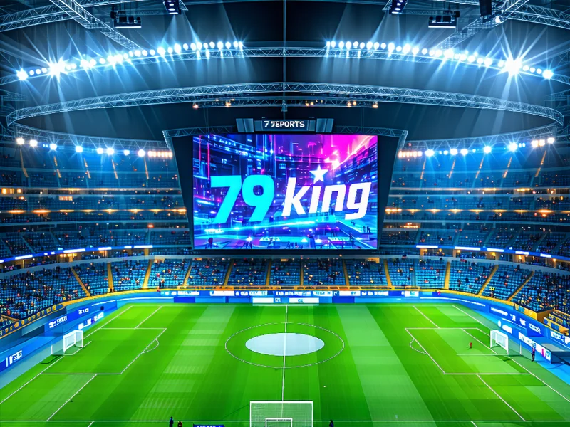 Sân vận động với ánh đèn rực rỡ và biểu tượng cá cược thể thao, đại diện cho sản phẩm của 79king