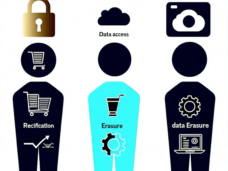 Biểu tượng minh họa các quyền của người dùng theo GDPR, với các biểu tượng khóa, tài liệu và con người